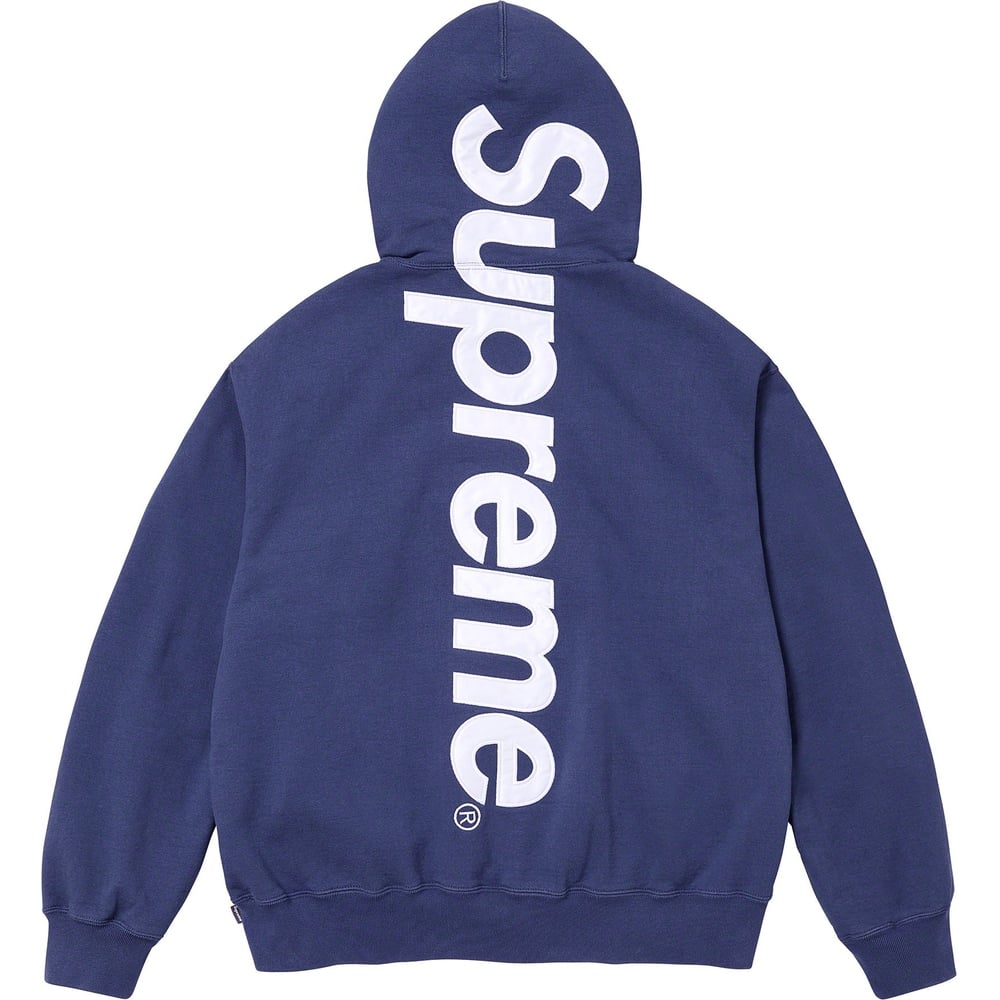 Details on Satin Appliqué Hooded Sweatshirt  from fall winter
                                                    2023 (Price is $158)