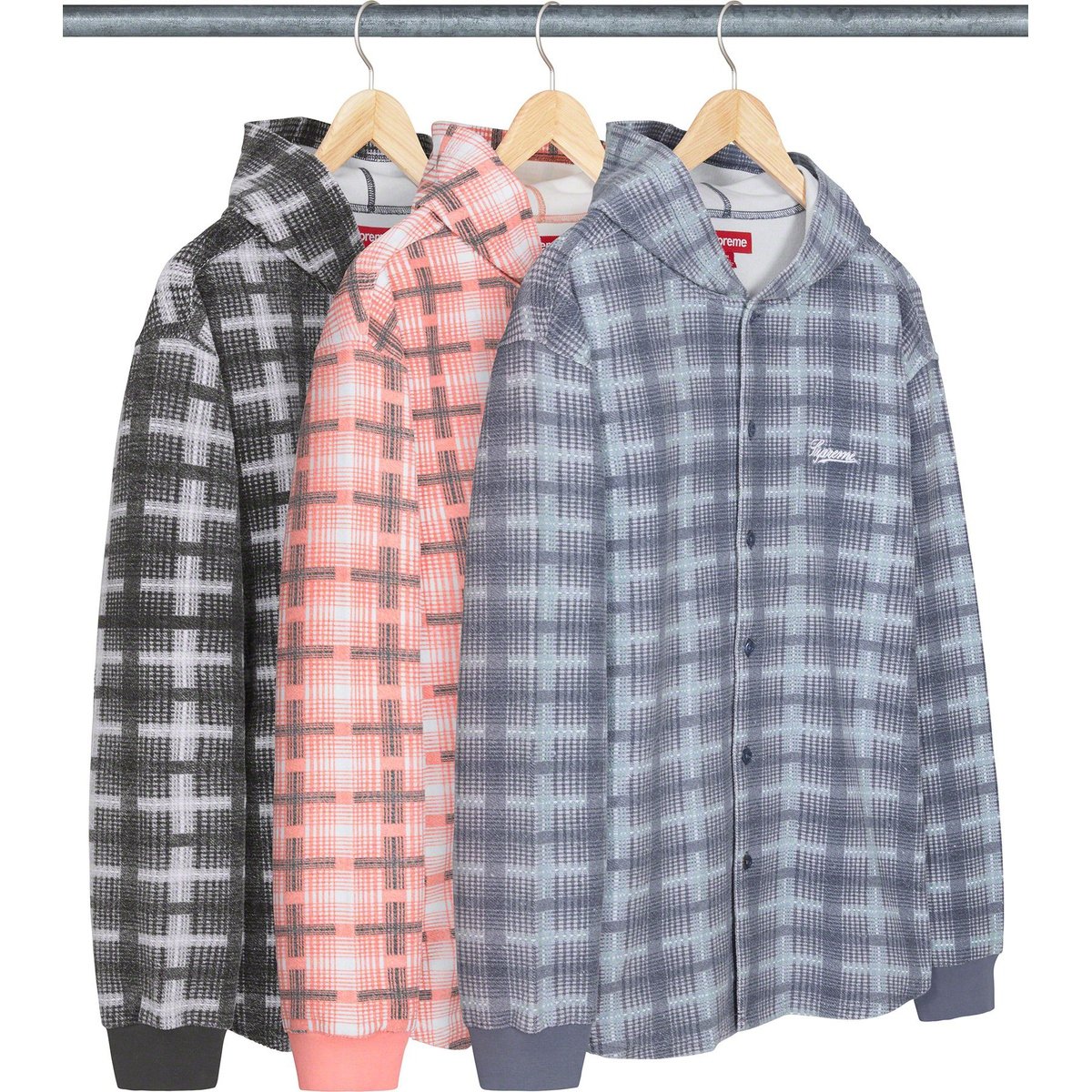 Supreme Hooded Plaid Knit Shirt for fall winter 23 season