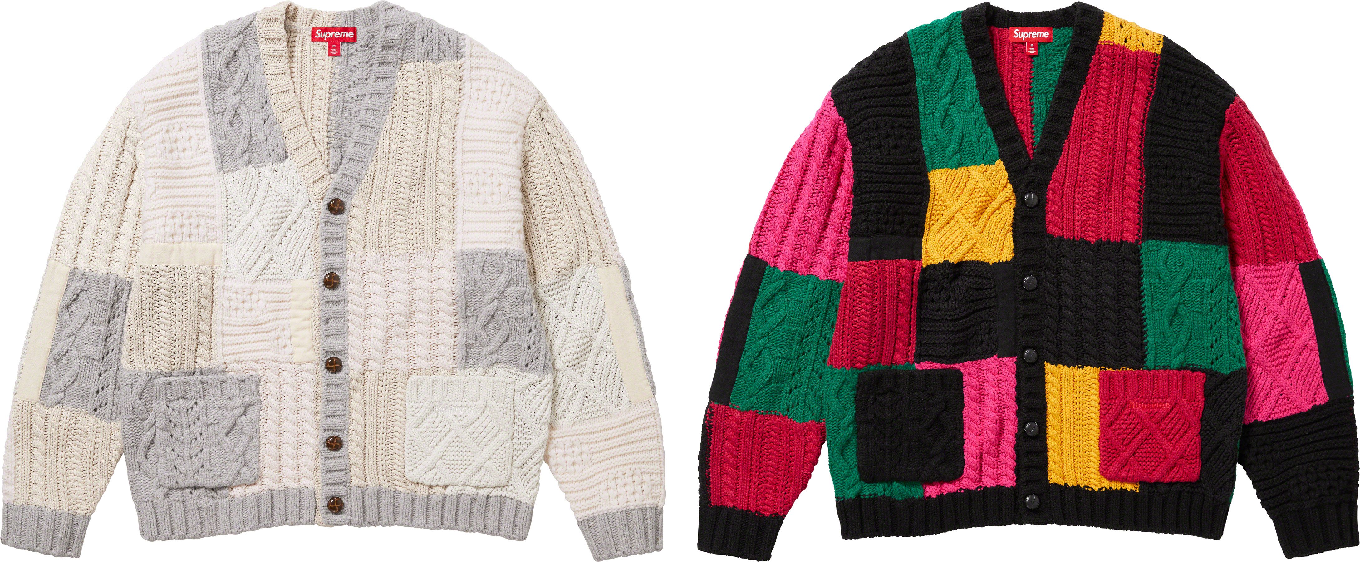 supreme Patchwork Cable Knit Cardigan-