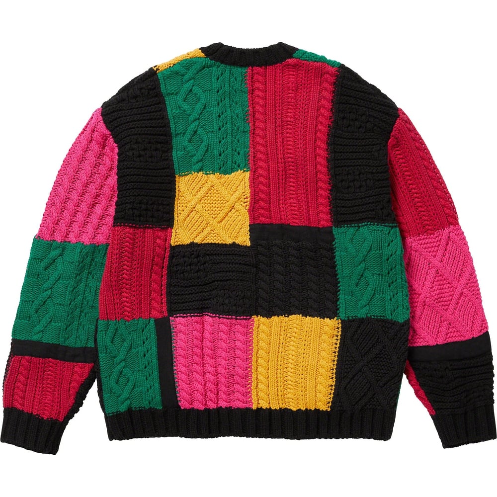 Details on Patchwork Cable Knit Cardigan  from fall winter
                                                    2023 (Price is $198)