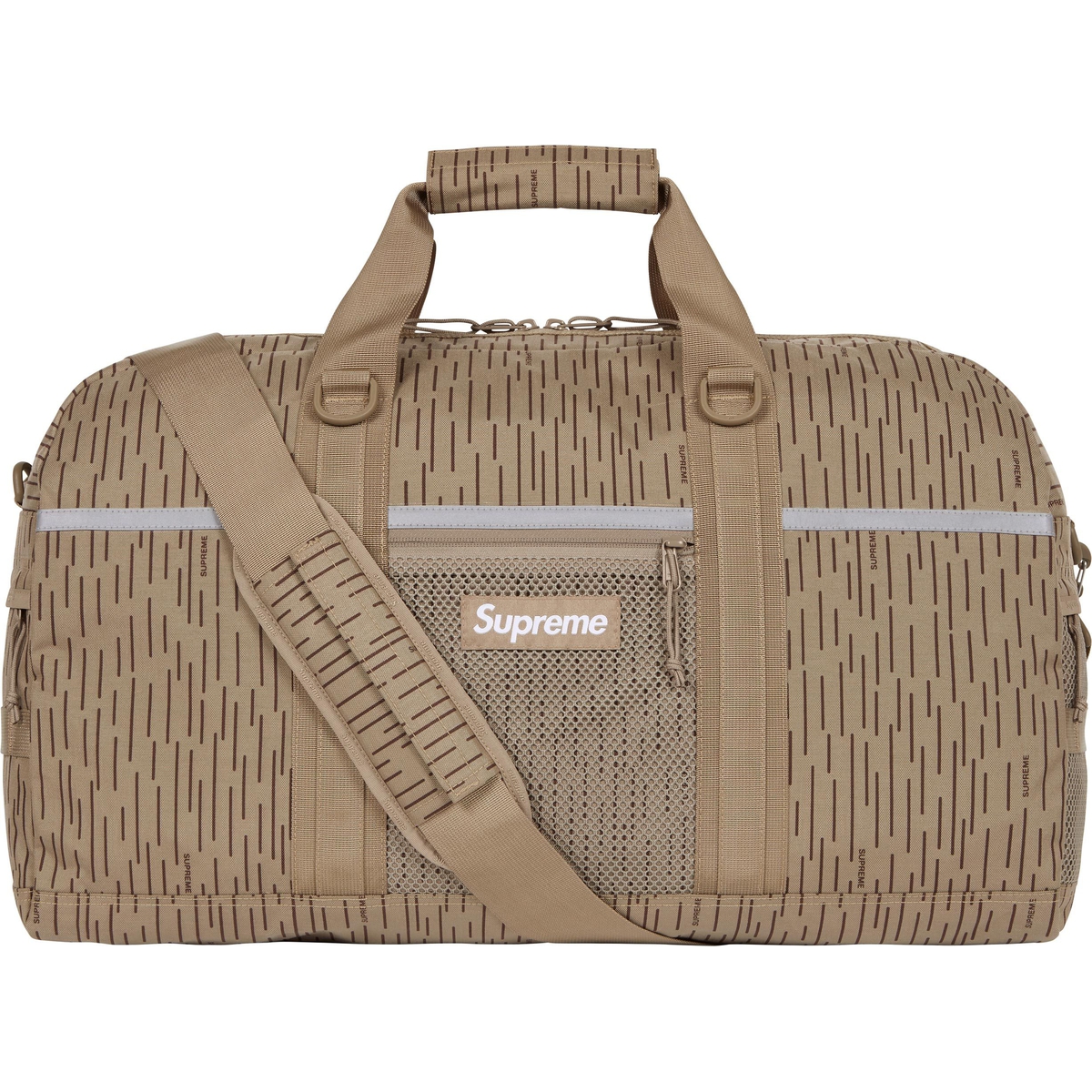 Details on Duffle Bag Tan Raindrop from fall winter
                                                    2024 (Price is $168)