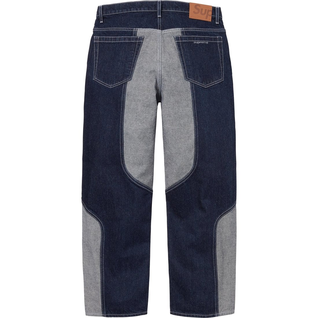 Details on 2-Tone Paneled Baggy Jean Blue from fall winter
                                                    2024 (Price is $188)