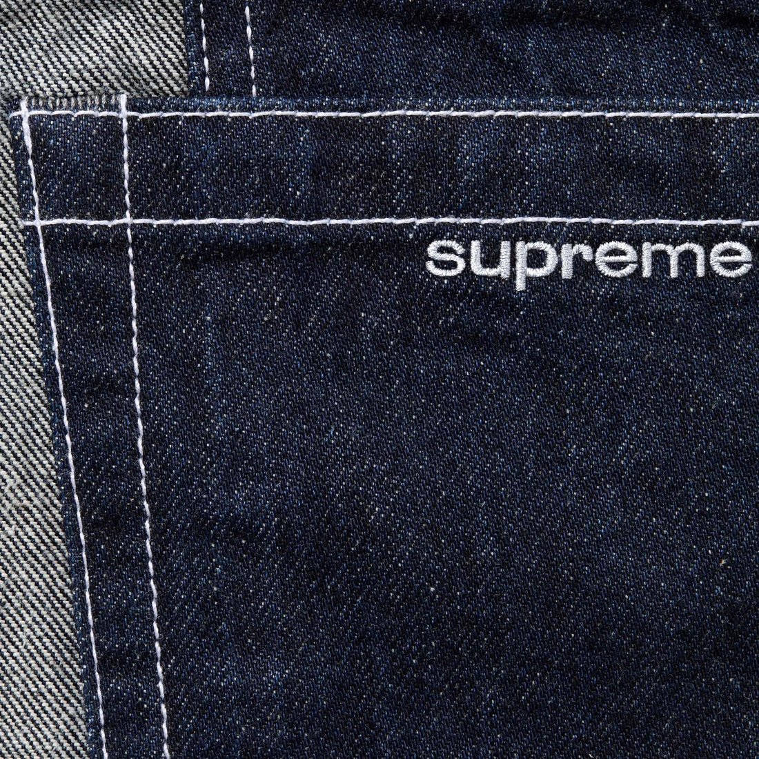 Details on 2-Tone Paneled Baggy Jean Blue from fall winter
                                                    2024 (Price is $188)