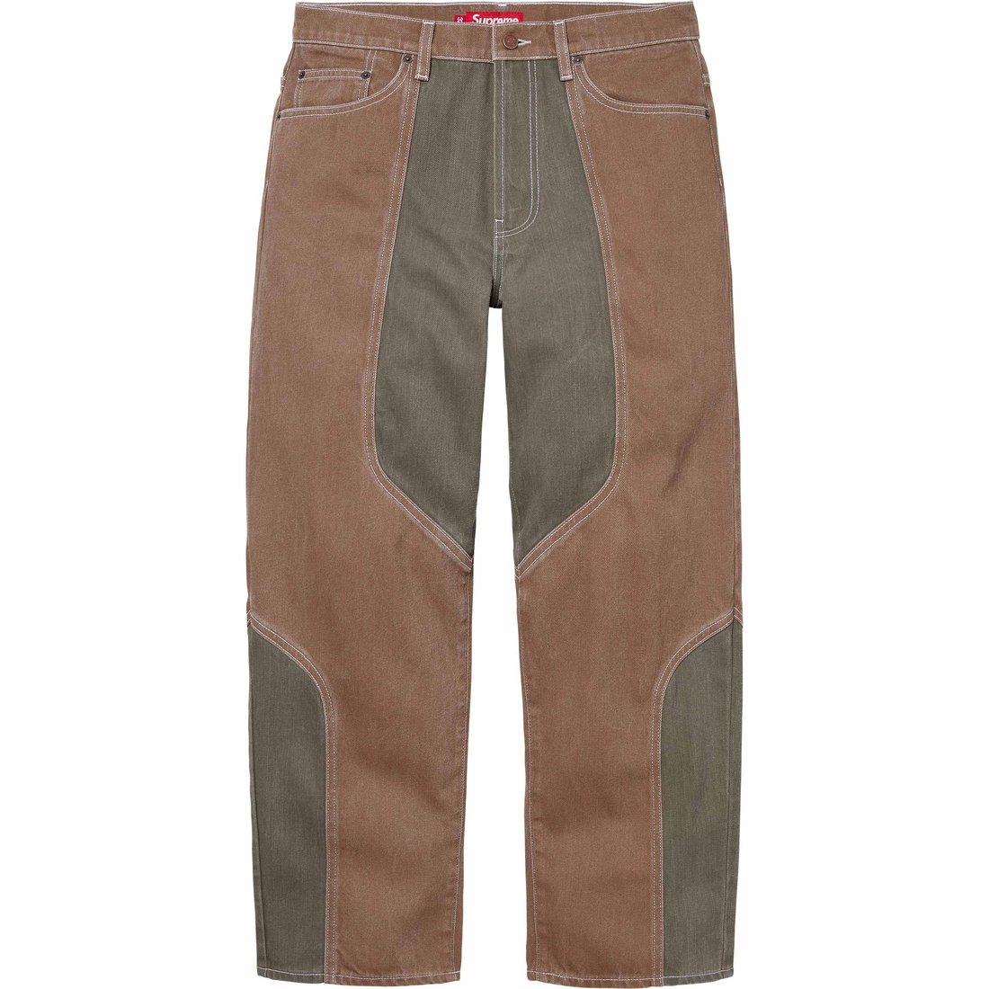 Details on 2-Tone Paneled Baggy Jean Brown from fall winter
                                                    2024 (Price is $188)