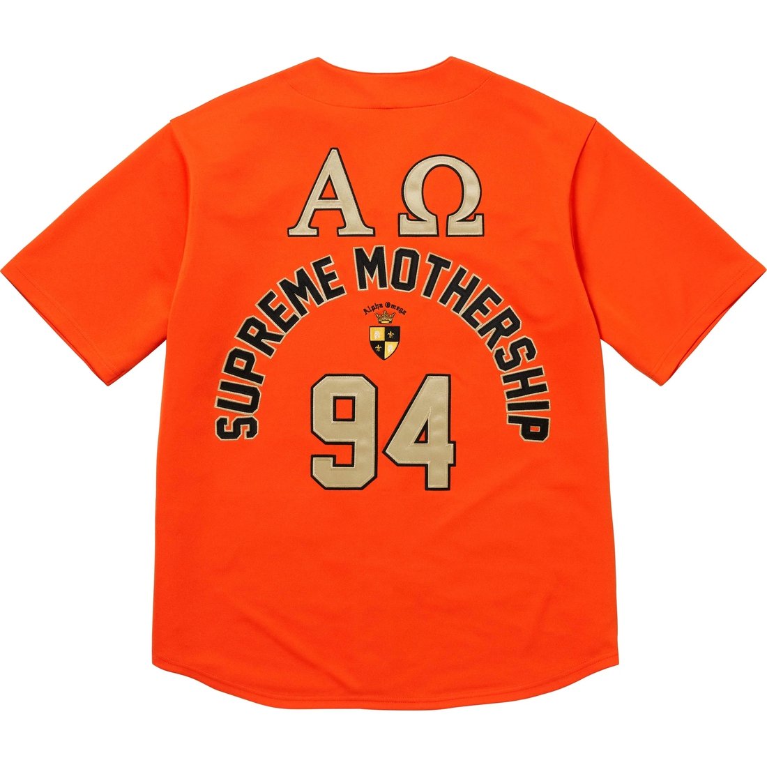 Details on Alpha Omega Baseball Jersey Orange from fall winter
                                                    2024 (Price is $148)