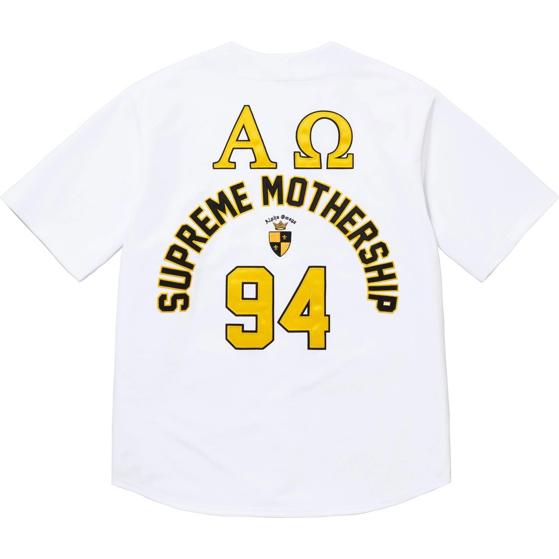 Details on Alpha Omega Baseball Jersey White from fall winter
                                                    2024 (Price is $148)