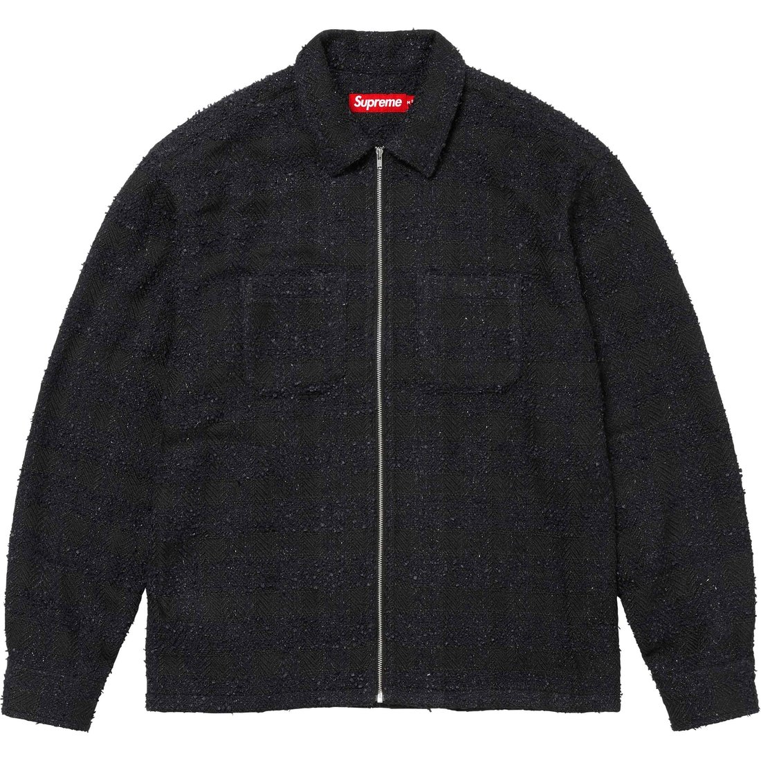 Details on Bouclé Zip Up Shirt Black from fall winter
                                                    2024 (Price is $168)