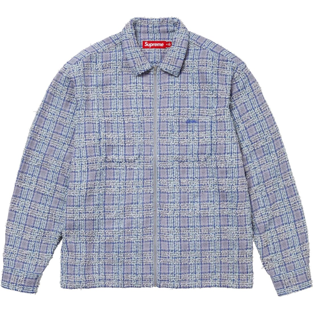 Details on Bouclé Zip Up Shirt Blue from fall winter
                                                    2024 (Price is $168)