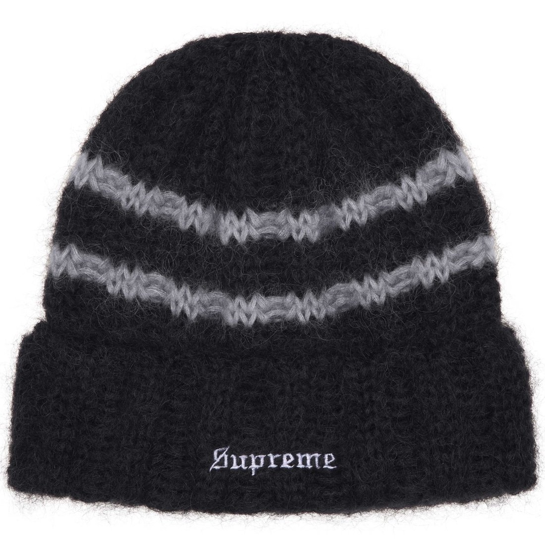 Details on Brushed Stripe Beanie Black from fall winter
                                                    2024 (Price is $44)