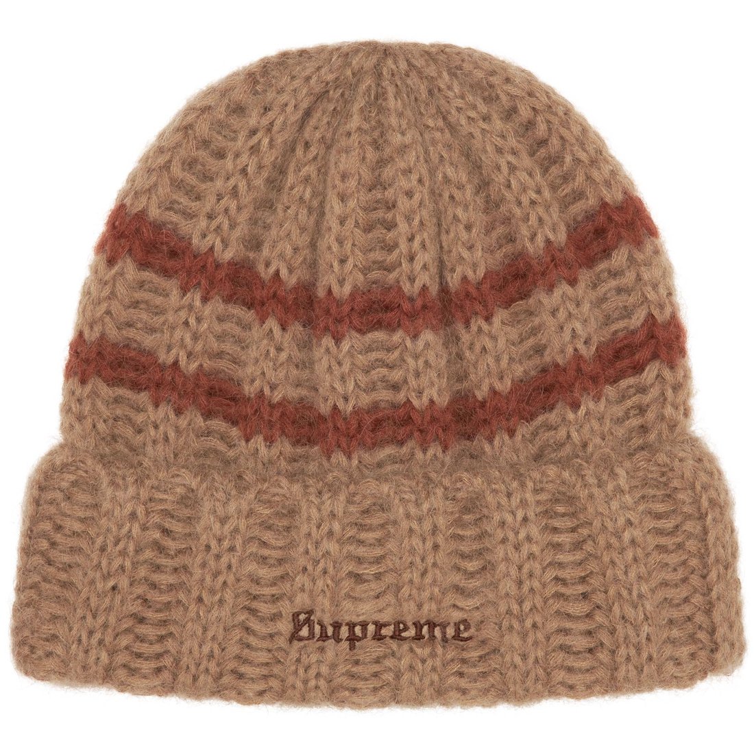 Details on Brushed Stripe Beanie Camel from fall winter
                                                    2024 (Price is $44)