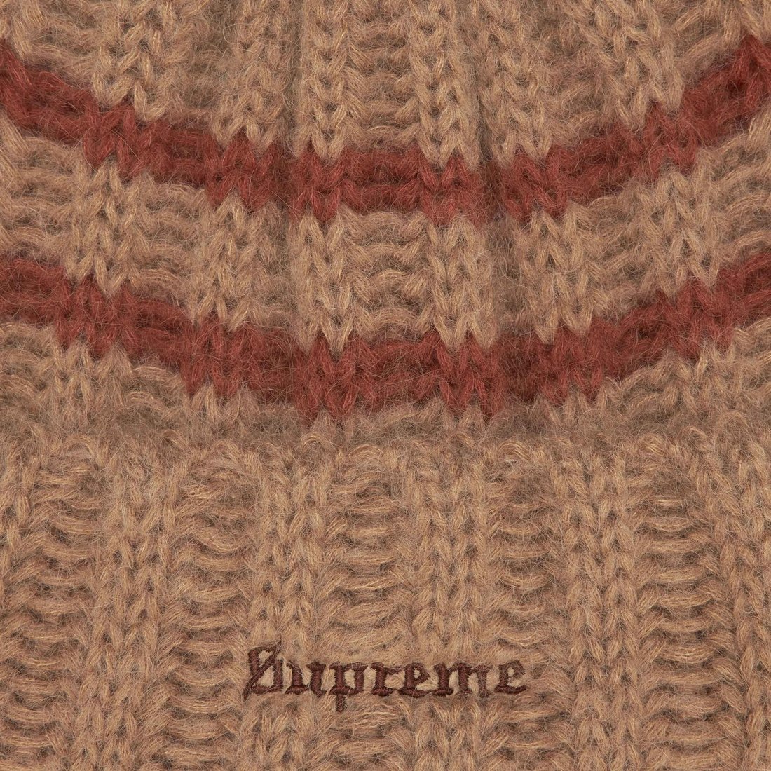 Details on Brushed Stripe Beanie Camel from fall winter
                                                    2024 (Price is $44)