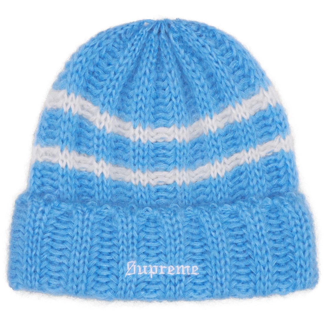 Details on Brushed Stripe Beanie Light Blue from fall winter
                                                    2024 (Price is $44)