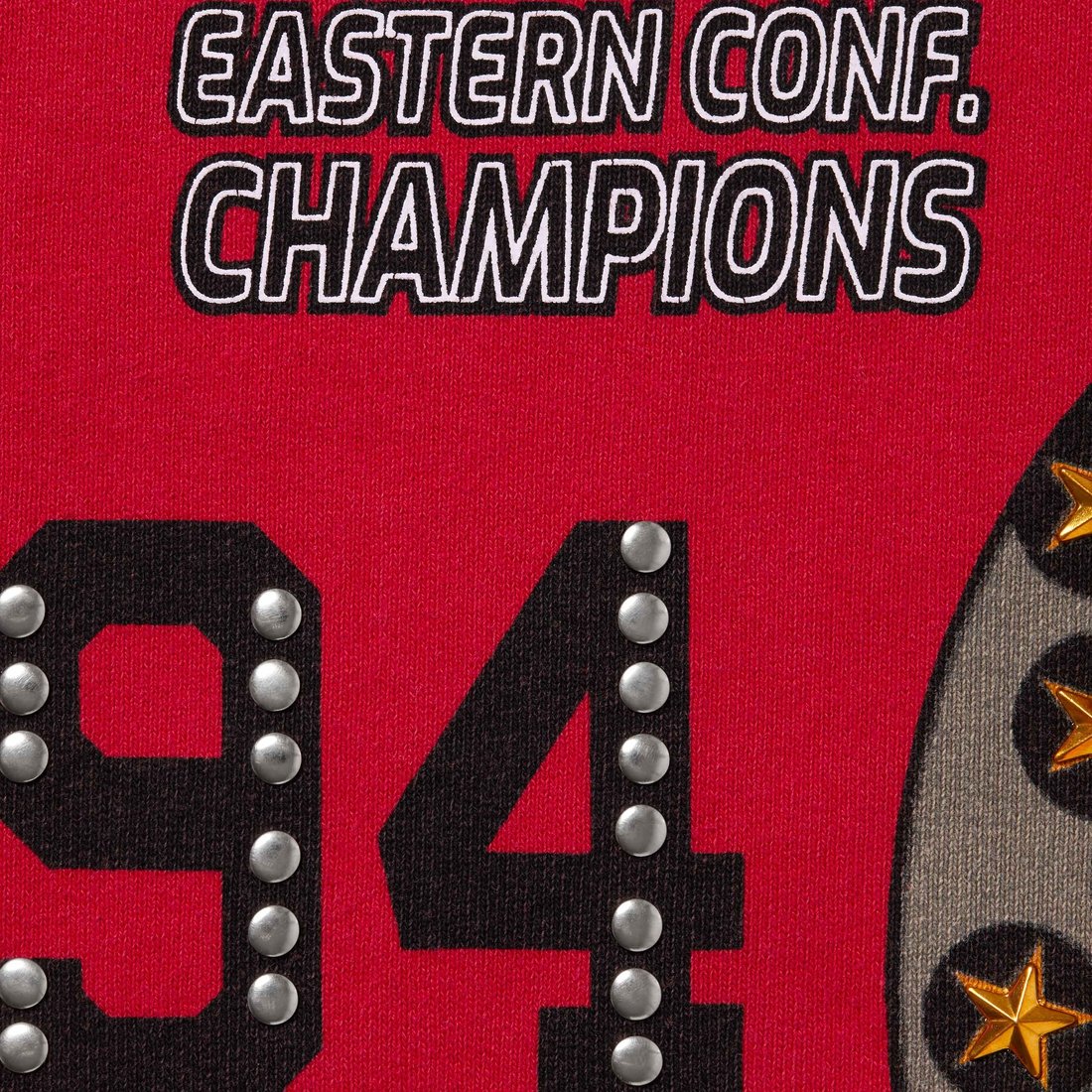 Details on Champions Studded Hooded Sweatshirt Red from fall winter
                                                    2024 (Price is $188)