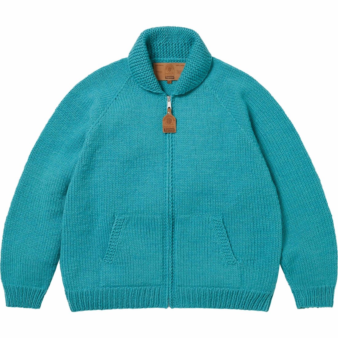 Details on Child Of Hell Cowichan Sweater Blue from fall winter
                                                    2024 (Price is $548)