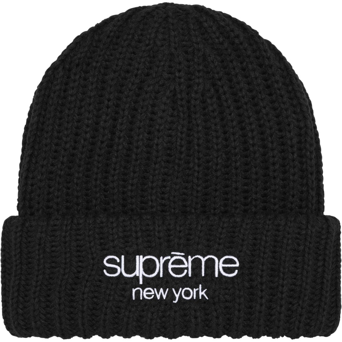 Details on Classic Logo Chunky Ribbed Beanie Black from fall winter
                                                    2024 (Price is $40)