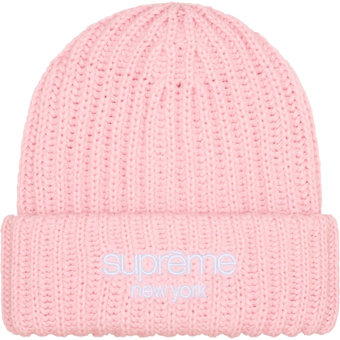 Details on Classic Logo Chunky Ribbed Beanie Light Pink from fall winter
                                                    2024 (Price is $40)