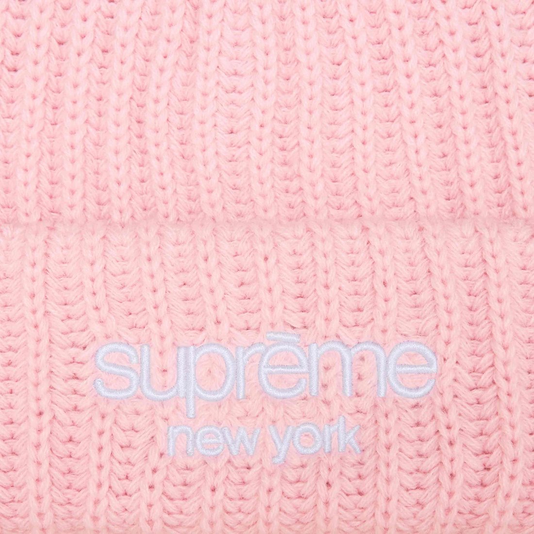 Details on Classic Logo Chunky Ribbed Beanie Light Pink from fall winter
                                                    2024 (Price is $40)