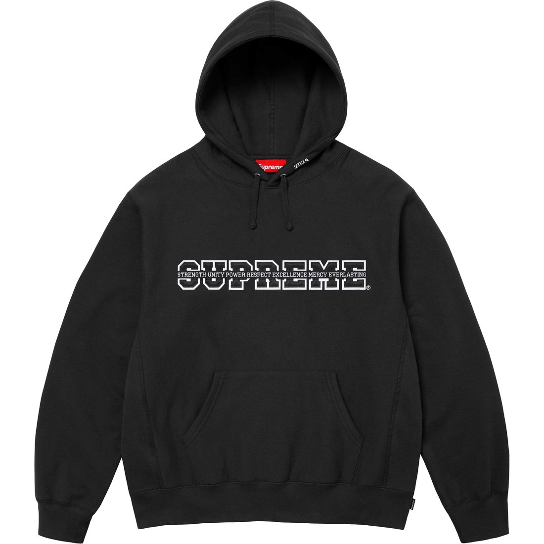 Details on Collegiate Acronym Hooded Sweatshirt Black from fall winter
                                                    2024 (Price is $158)