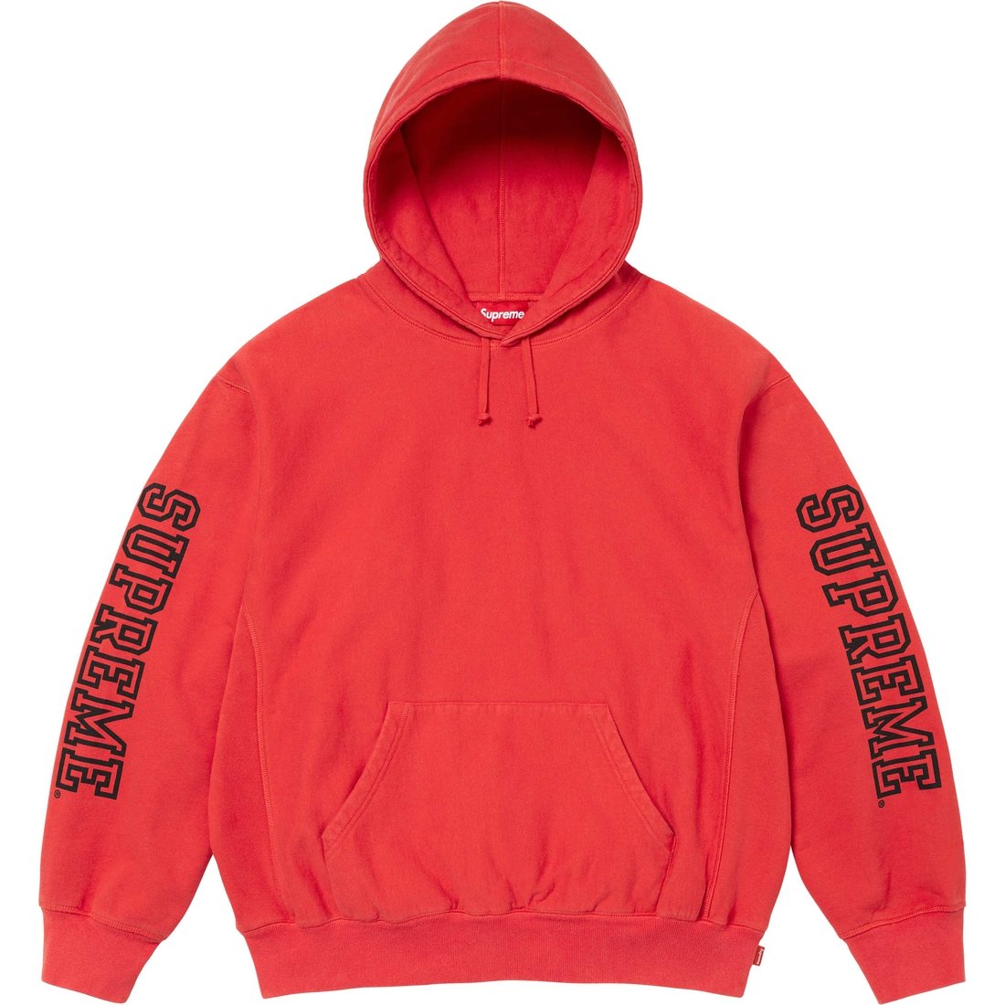 Details on Collegiate Sleeve Hooded Sweatshirt Burnt Red from fall winter
                                                    2024 (Price is $158)