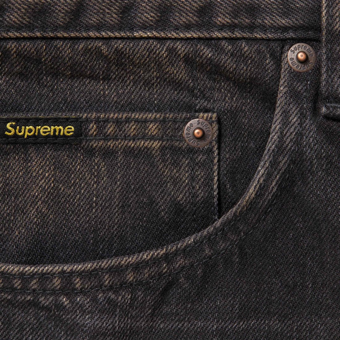 Details on Distressed Loose Fit Selvedge Jean Washed Black from fall winter
                                                    2024 (Price is $298)