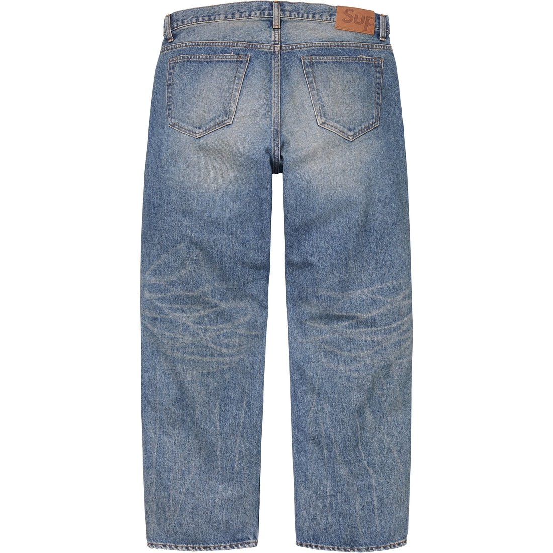 Details on Distressed Loose Fit Selvedge Jean Washed Indigo from fall winter
                                                    2024 (Price is $298)