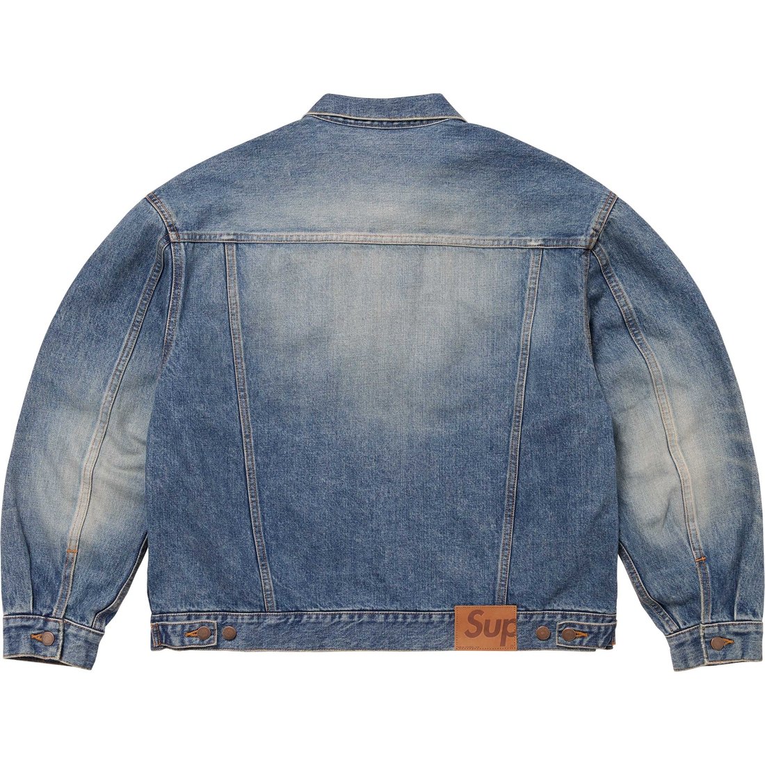 Details on Distressed Selvedge Trucker Jacket Washed Indigo from fall winter
                                                    2024 (Price is $368)