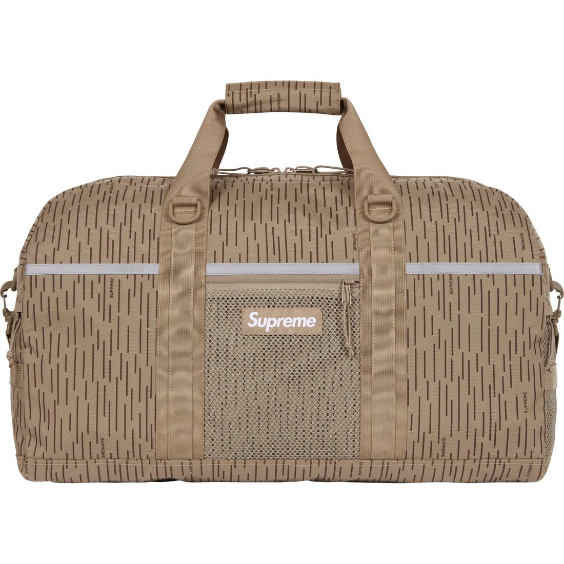 Details on Duffle Bag Tan Raindrop from fall winter
                                                    2024 (Price is $168)