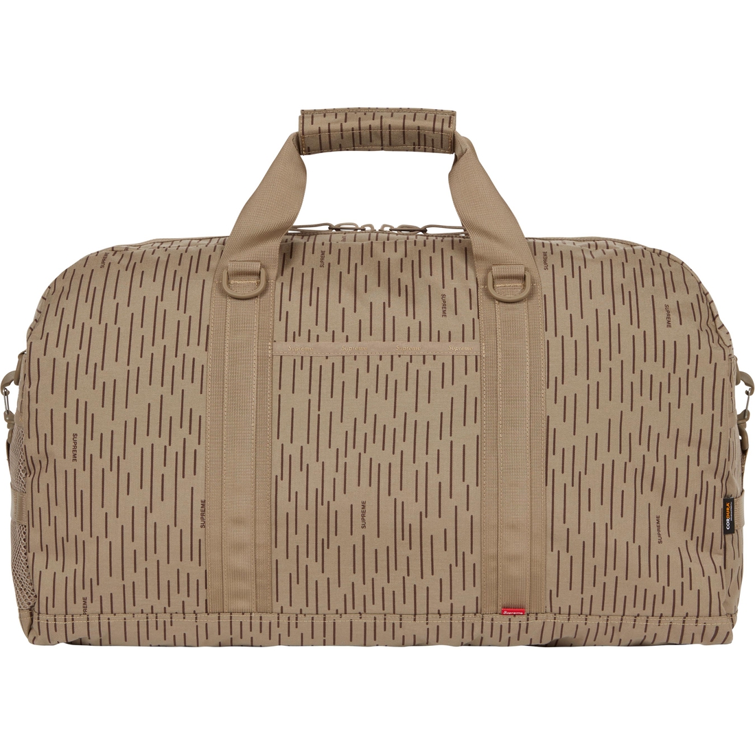 Details on Duffle Bag Tan Raindrop from fall winter
                                                    2024 (Price is $168)