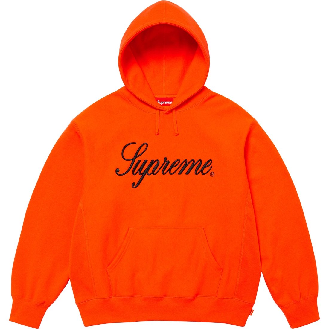 Details on Embroidered Script Hooded Sweatshirt Bright Orange from fall winter
                                                    2024 (Price is $158)