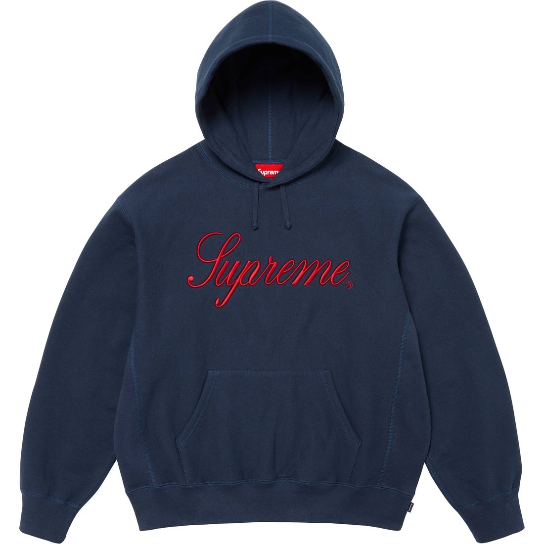 Details on Embroidered Script Hooded Sweatshirt Navy from fall winter
                                                    2024 (Price is $158)