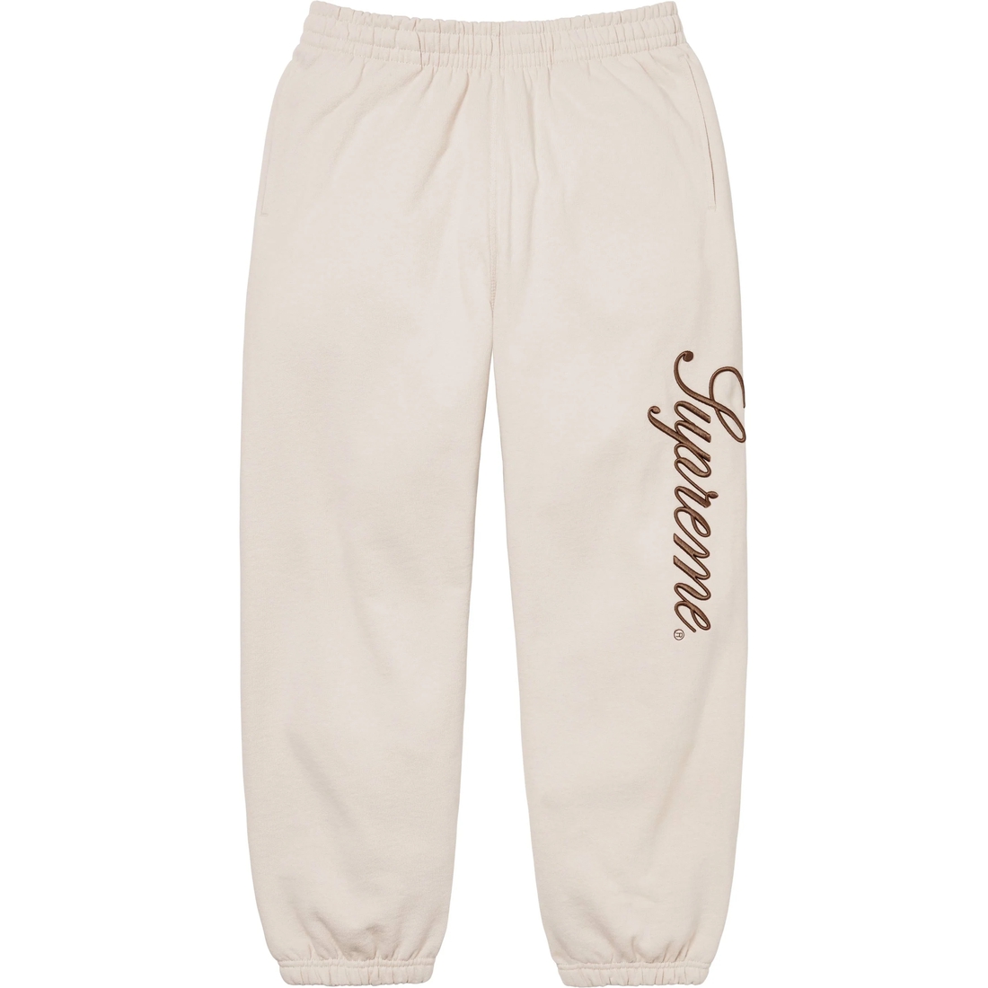 Details on Embroidered Script Sweatpant Stone from fall winter
                                                    2024 (Price is $148)