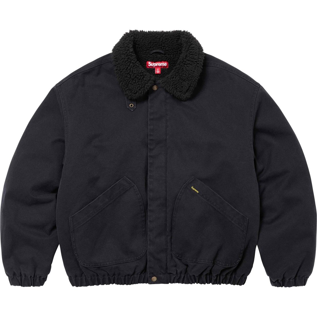 Details on Faux Shearling Lined Bomber Jacket Black from fall winter
                                                    2024 (Price is $248)