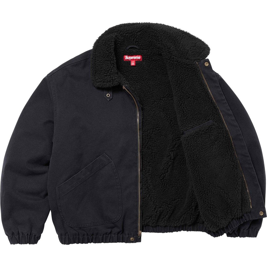 Details on Faux Shearling Lined Bomber Jacket Black from fall winter
                                                    2024 (Price is $248)