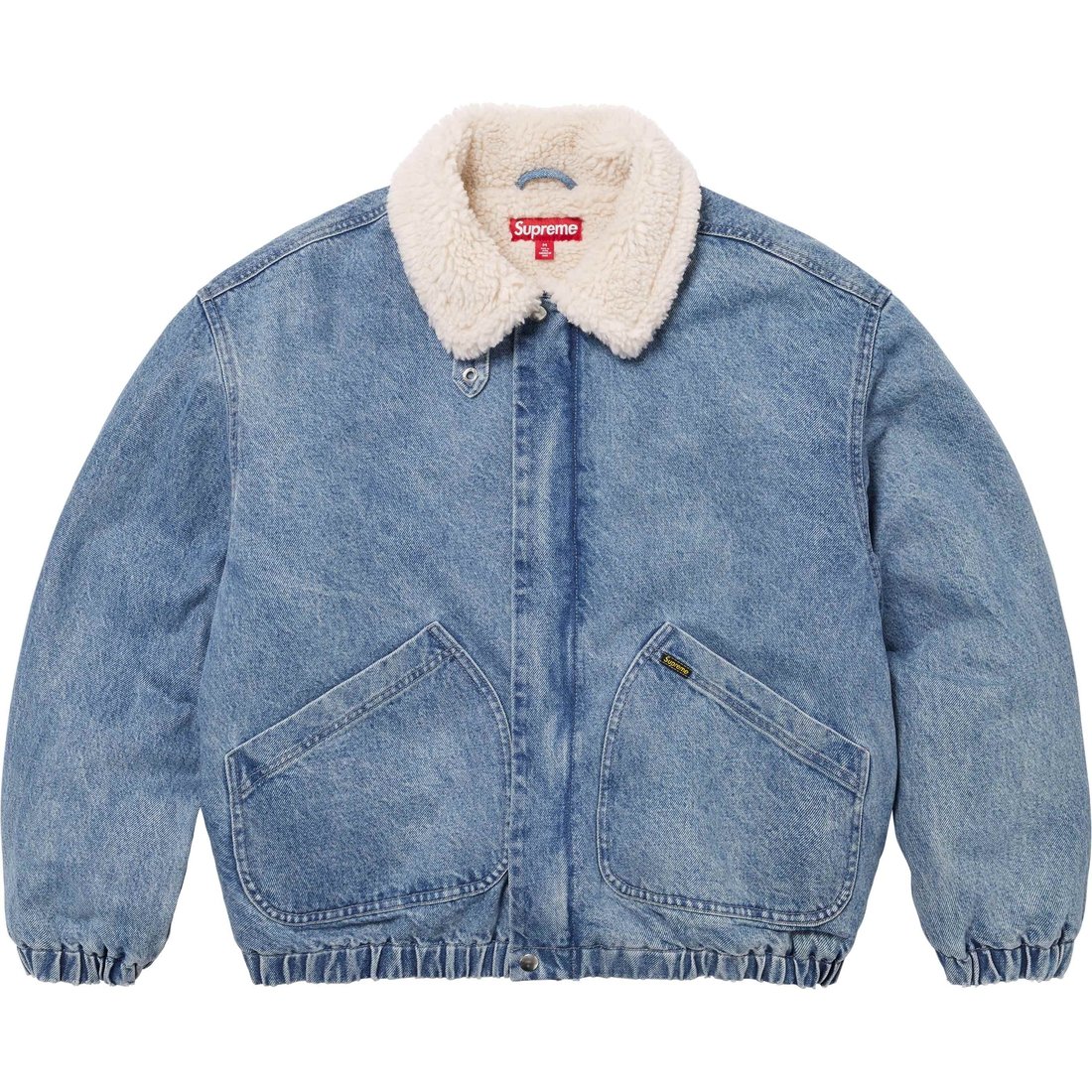 Supreme Faux Shearling Lined Bomber Jacket (FW24) - Denim - $248