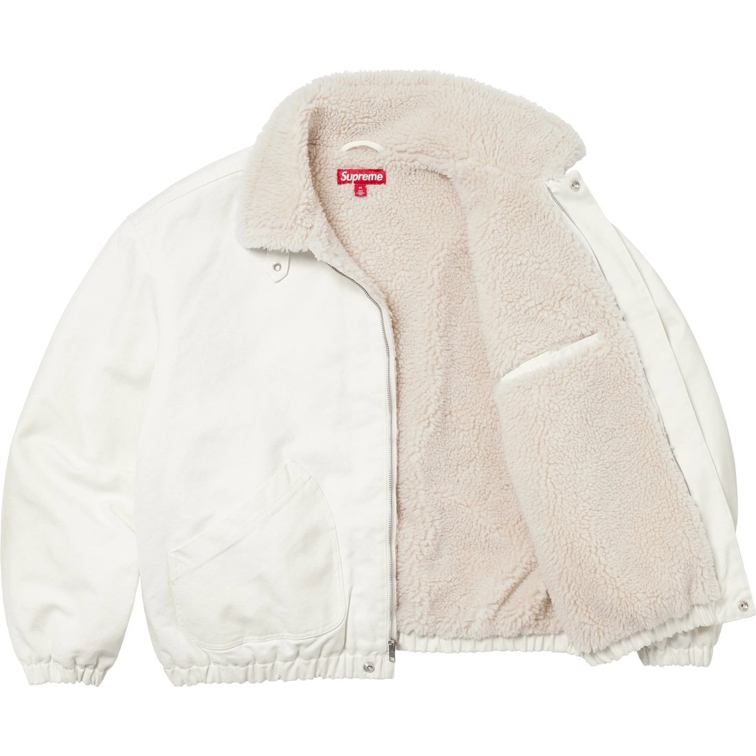 Supreme Faux Shearling Lined Bomber Jacket (FW24) - White - $248