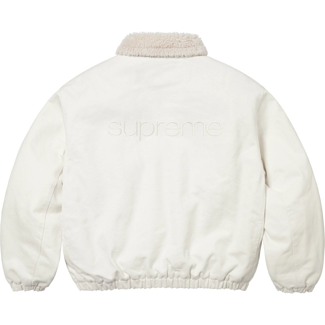 Supreme Faux Shearling Lined Bomber Jacket (FW24) - White - $248