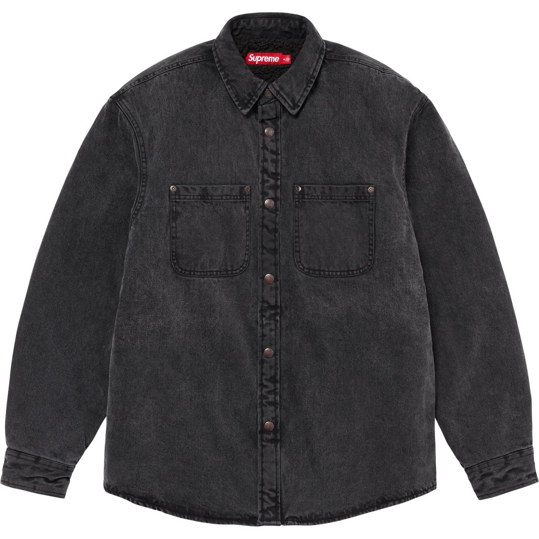 Details on Faux Shearling Lined Work Shirt Black Denim from fall winter
                                                    2024 (Price is $158)