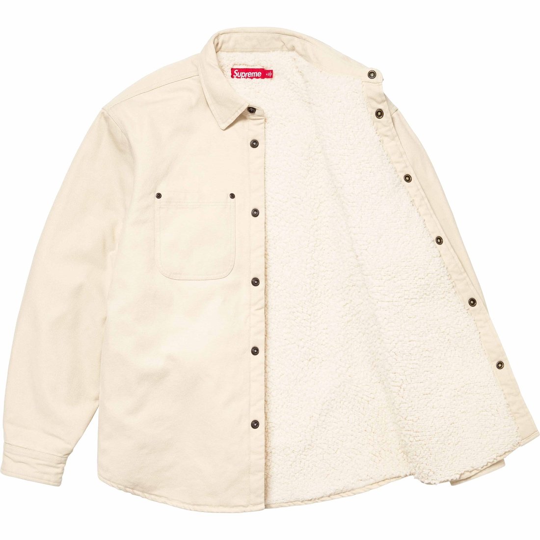 Details on Faux Shearling Lined Work Shirt Natural from fall winter
                                                    2024 (Price is $158)