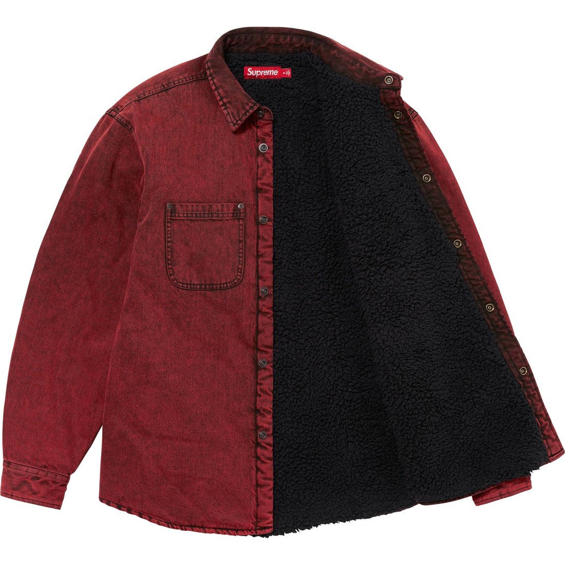 Details on Faux Shearling Lined Work Shirt Red Denim from fall winter
                                                    2024 (Price is $158)