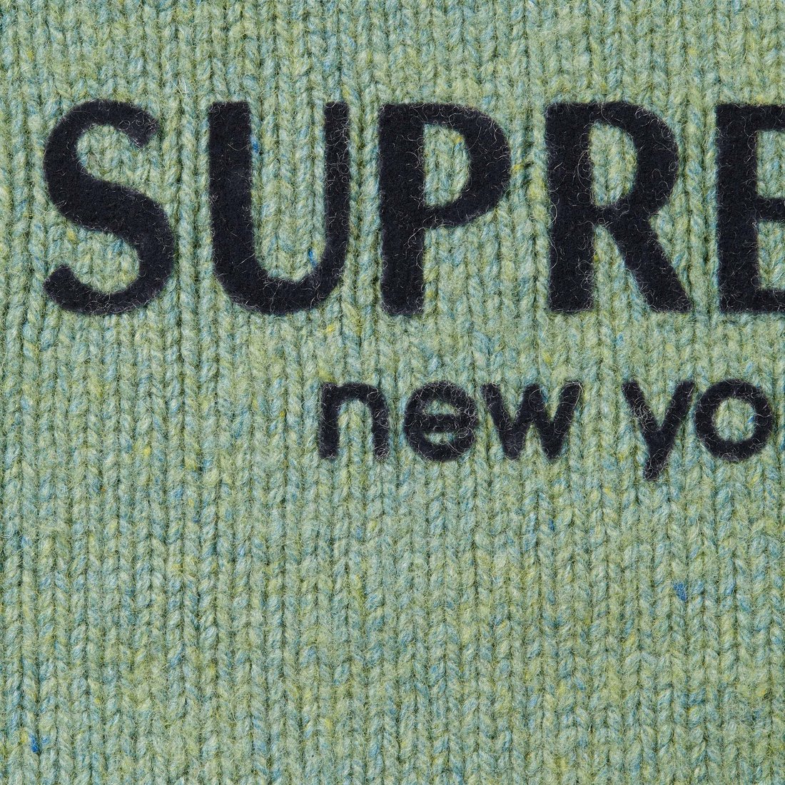 Details on Flocked Logo Sweater Green from fall winter
                                                    2024 (Price is $168)