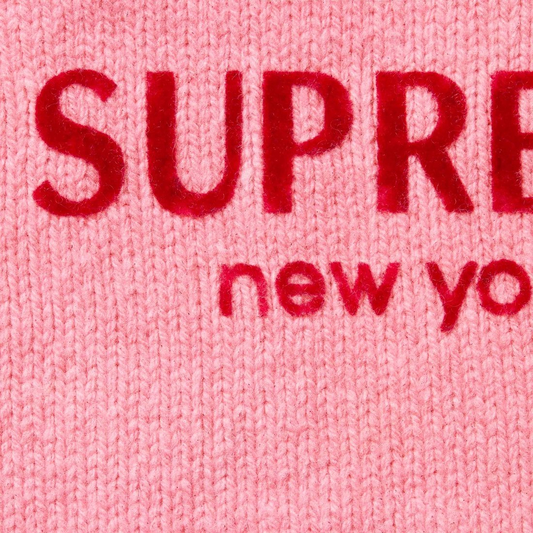 Details on Flocked Logo Sweater Pink from fall winter
                                                    2024 (Price is $168)