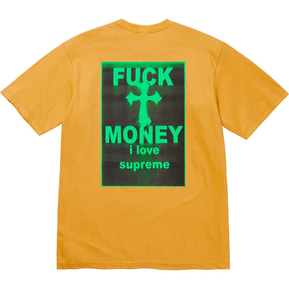 Details on Fuck Money Tee Mustard from fall winter
                                                    2024 (Price is $40)