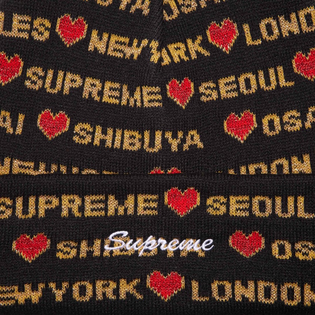 Details on Hearts Beanie Black from fall winter
                                                    2024 (Price is $40)