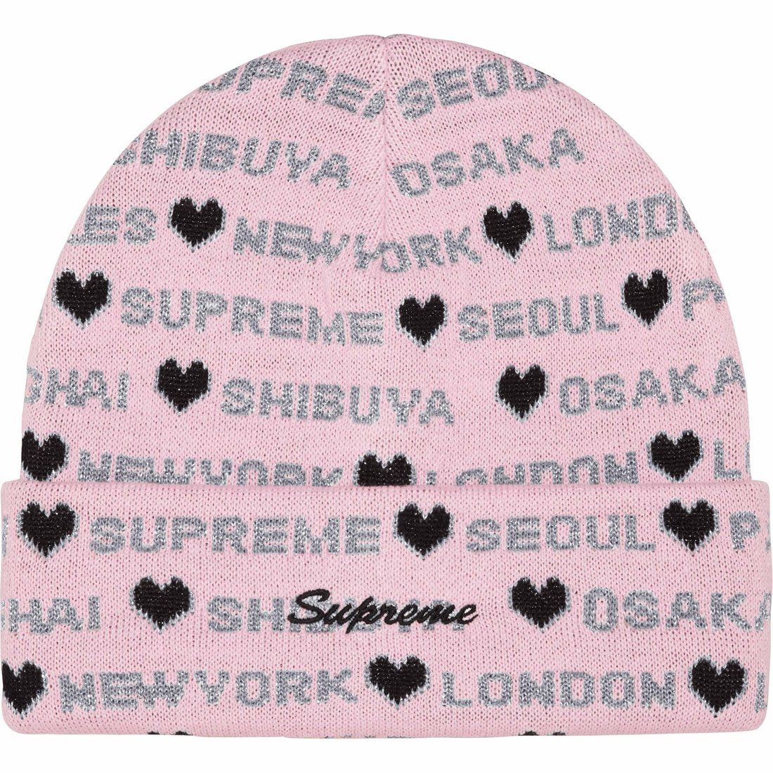 Details on Hearts Beanie Light Pink from fall winter
                                                    2024 (Price is $40)