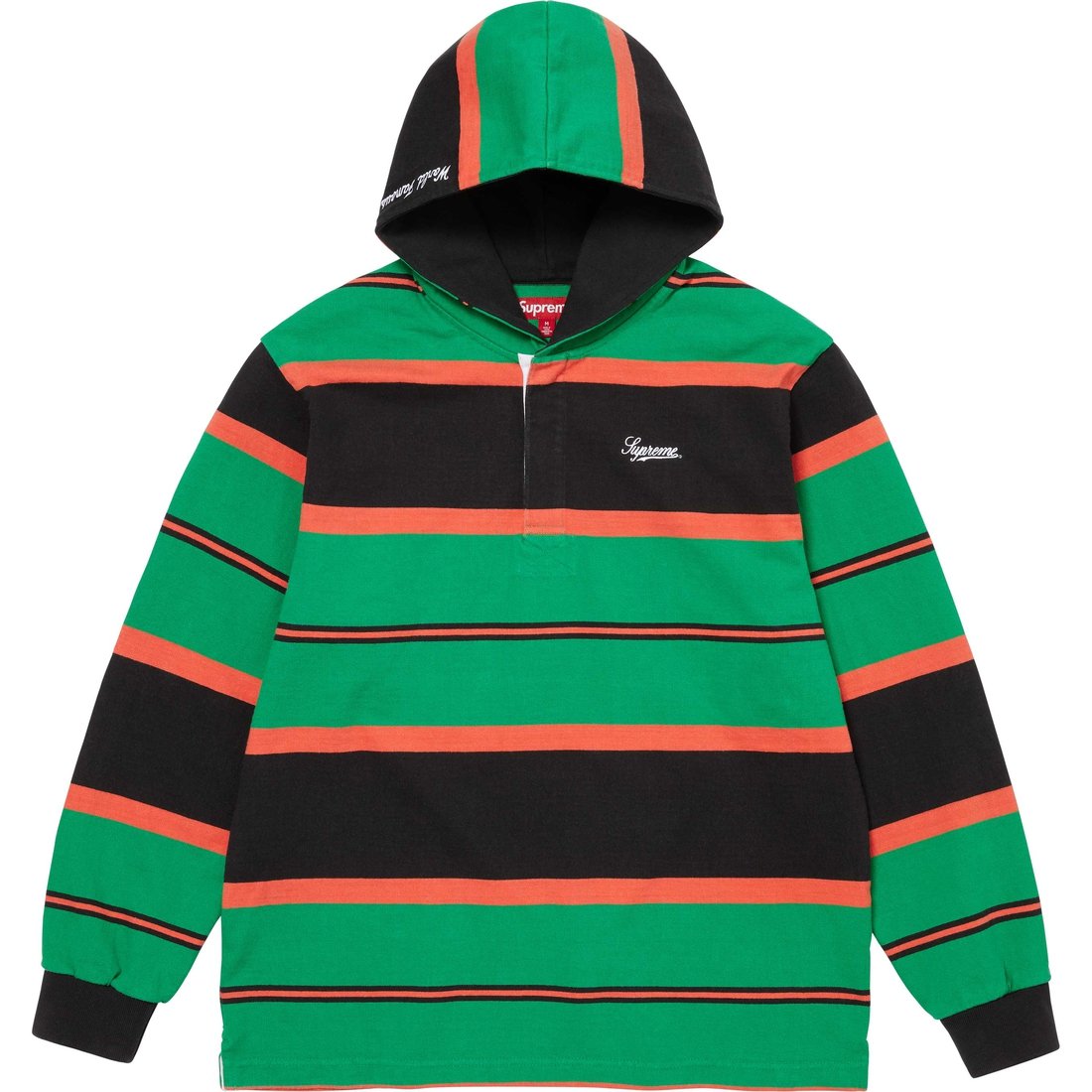 Details on Hooded Rugby Green from fall winter
                                                    2024 (Price is $148)