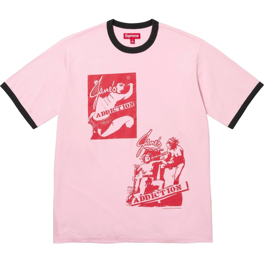 Details on Jane's Addiction Ringer Tee Pink from fall winter
                                                    2024 (Price is $78)