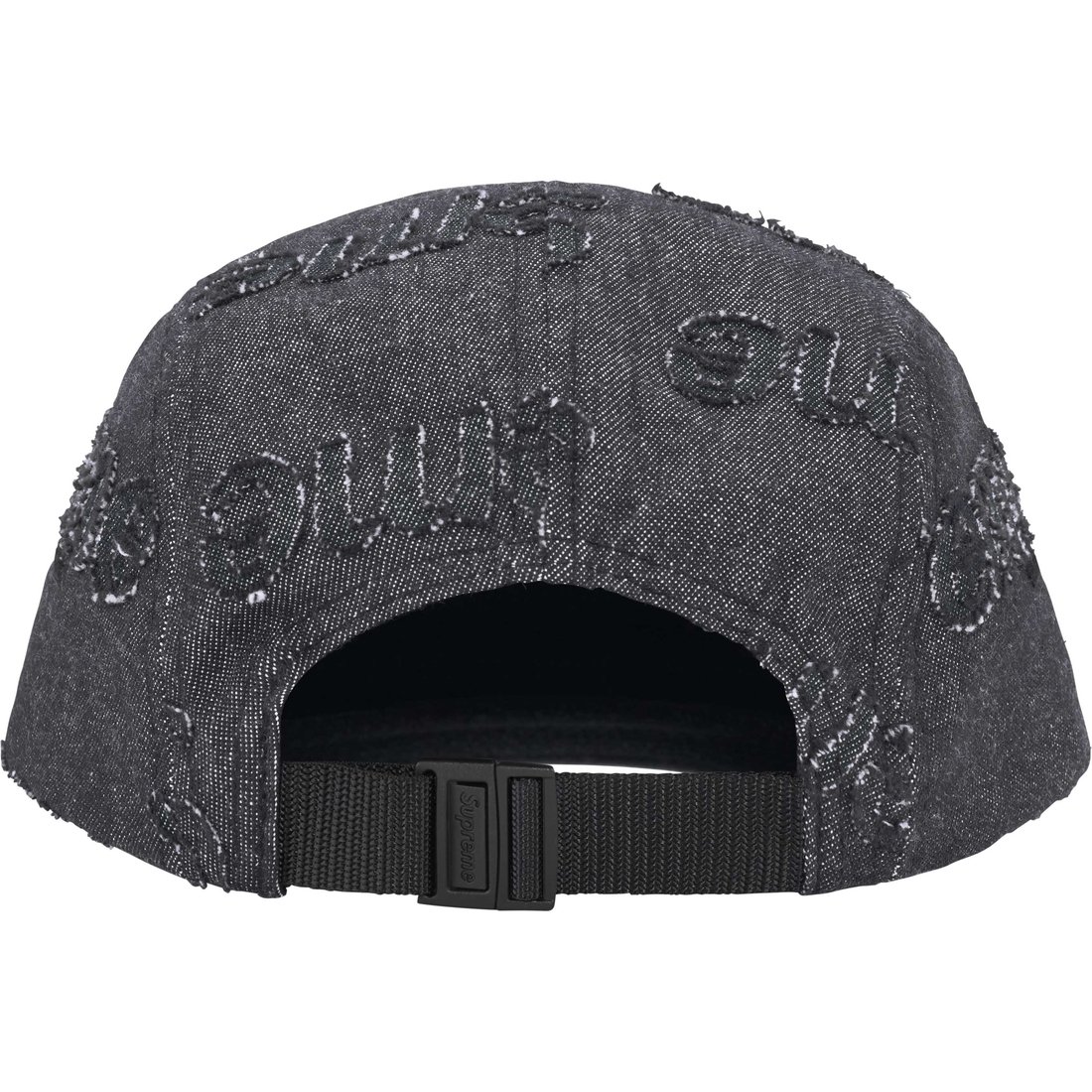 Details on Lasered Denim Camp Cap Black from fall winter
                                                    2024 (Price is $58)