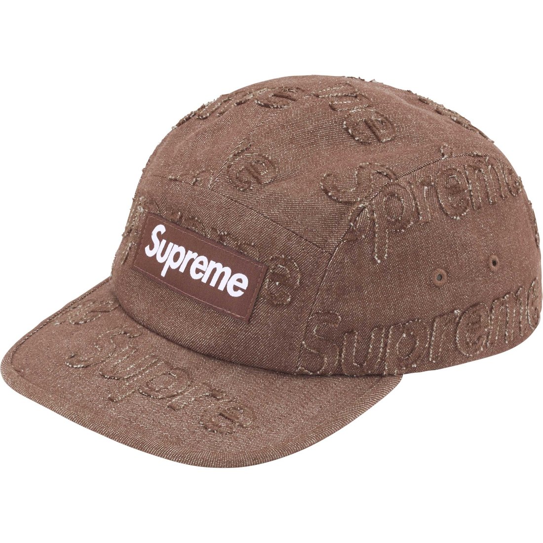 Details on Lasered Denim Camp Cap Brown from fall winter
                                                    2024 (Price is $58)