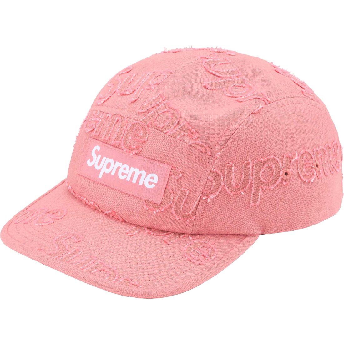 Details on Lasered Denim Camp Cap Pink from fall winter
                                                    2024 (Price is $58)