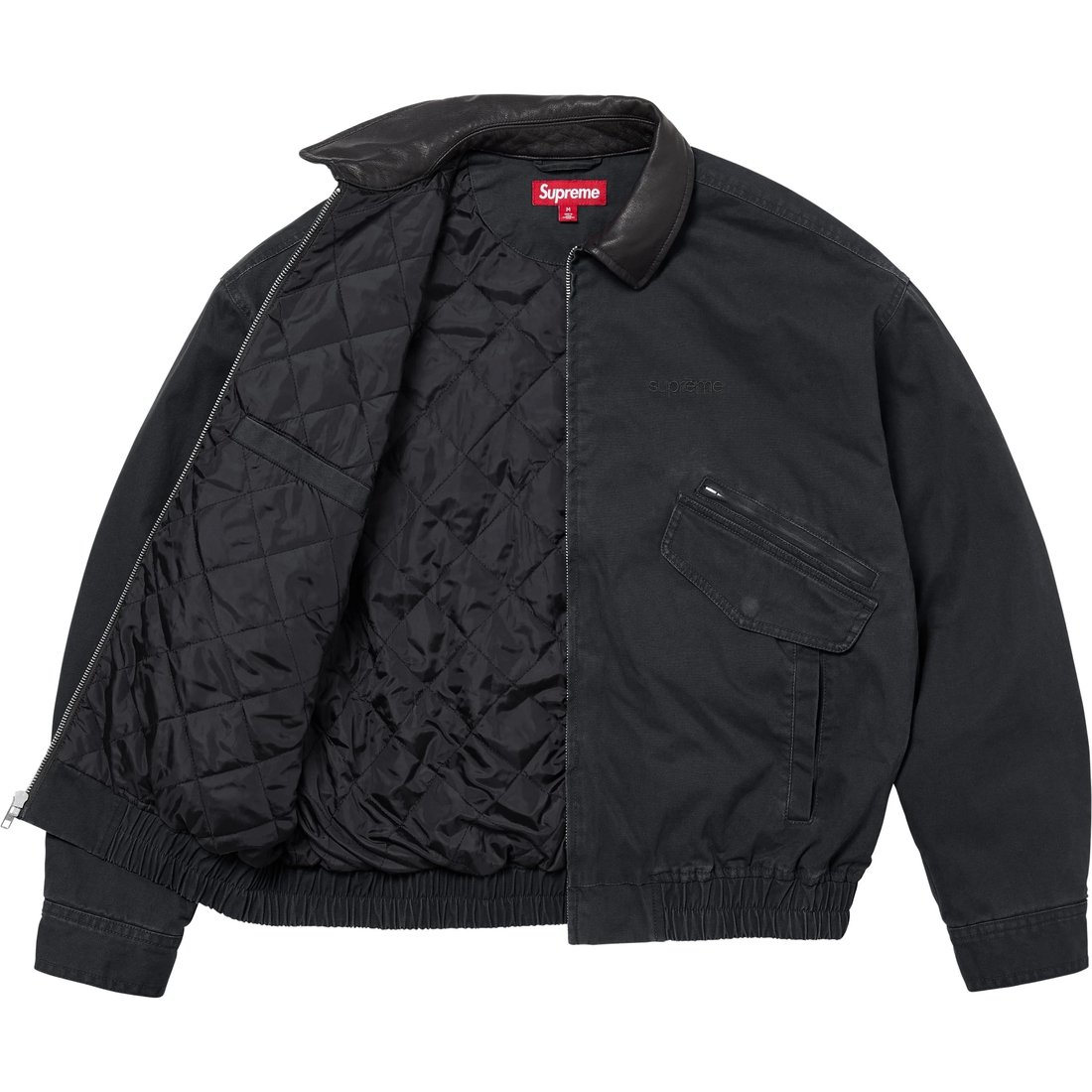 Details on Leather Collar Utility Jacket Black from fall winter
                                                    2024 (Price is $238)